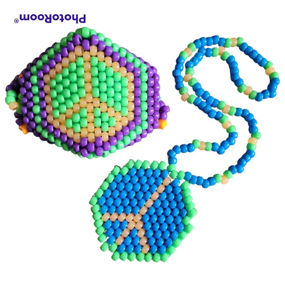 Peace Sign Pony Bead Necklace & Pony Bead Mask Set